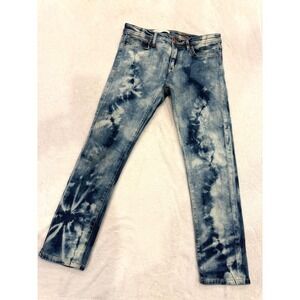 Anthropologie Pilcro Slim Boyfriend Tie Dye Jeans Blue White Petite 26P